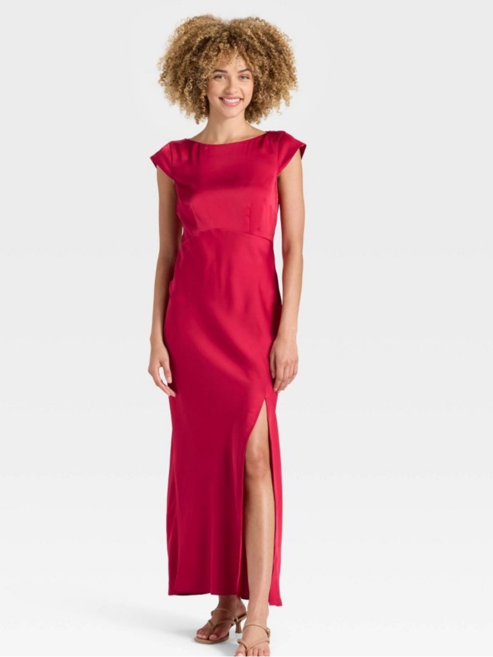 a new day Fuchsia Cap-Sleeve Maxi Dress with Side Slit